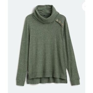 Pink Clover Kalyani Button Shoulder Knit Top Green Turtleneck XXL